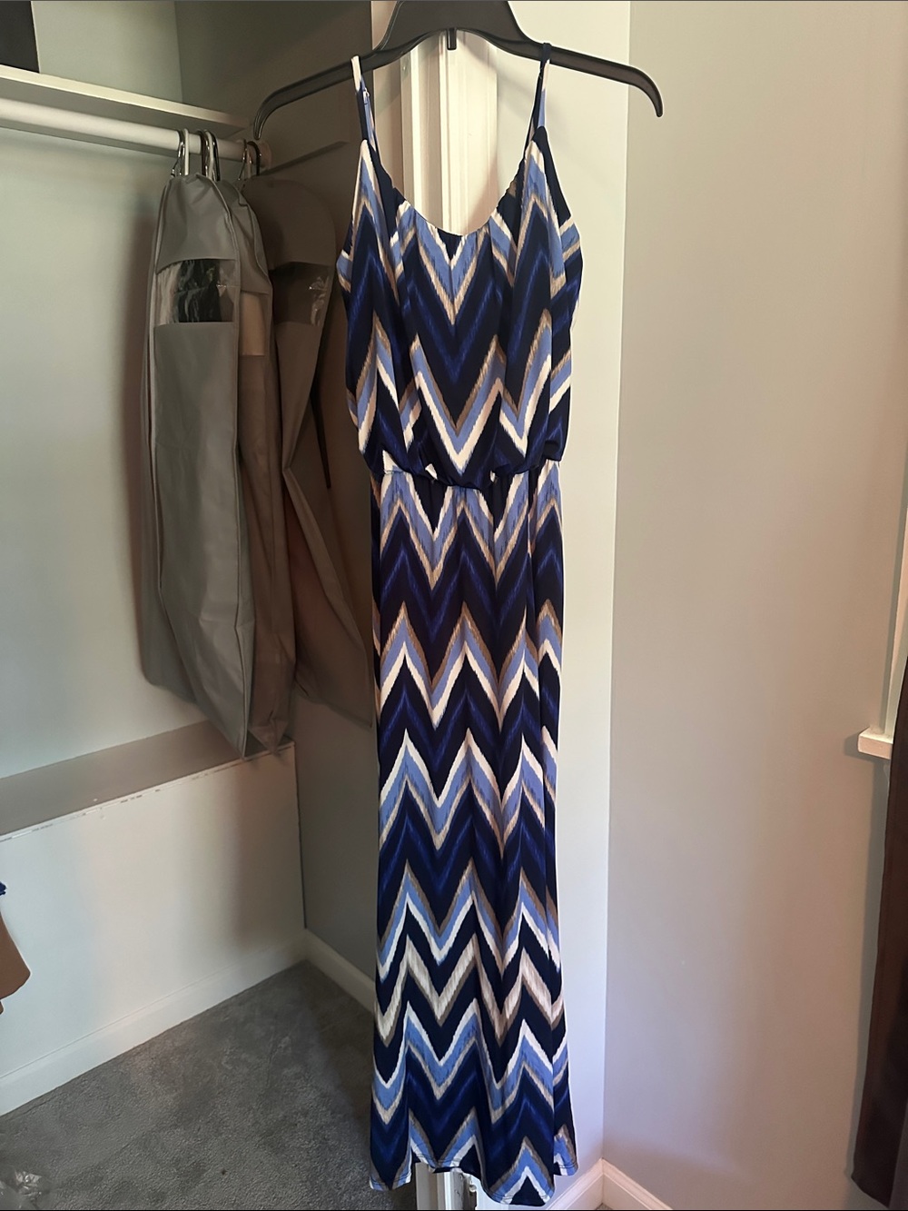 S-Twelve Blue Chevron Maxi Dress